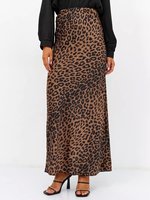 Jupe longue en satin imprimé léopard taille haute élastique en soie lisse, tailles S-XL