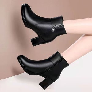 Xuanhui Ultima Versione <span class=keywords><strong>Stivali</strong></span> Invernali da Donna con <span class=keywords><strong>Tacco</strong></span> Corto e Spesso in <span class=keywords><strong>Pelle</strong></span> PU alla Moda - Product Image 5