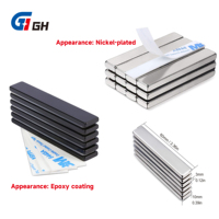 Aimant en néodyme personnalisé N35-N52, aimant permanent Ndfeb, force de 33 lb, aimant rectangulaire incroyablement puissant avec adhésif 3m