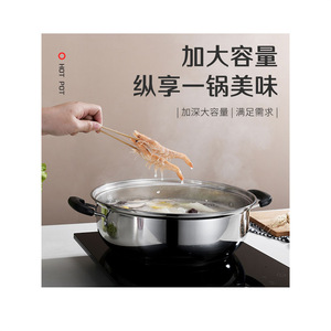 Olla para sopa de acero inoxidable 316 engrosada con tapa de vidrio, doble asa, vaporera compatible con inducción y estufa de gas para pequeños espacios - Product Image 1