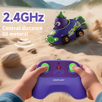 Voiture télécommandée miniature 2.4G pour enfants, série légumes dessin animé (Aubergine), avec éclairage, pour intérieur, cascades à 360 degrés