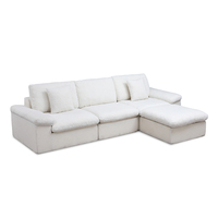 Canapé modulaire sectionnel en forme de L, sans structure, ultra-rembourré, avec ottoman, emballé sous vide, de l'usine de Foshan