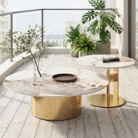 Table basse moderne de luxe contemporaine en acier inoxydable doré et noir pour hôtel et salon par Meishell