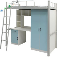 Pas cher loft escalier garçon maison prix de stockage métal fille adolescent enfants dortoir lits superposés avec armoires et table d'étude