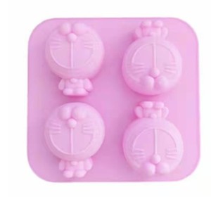 Moule en silicone à 4 cavités en forme de chat de dessin animé pour gâteaux, savons, outils de bricolage pour la pâtisserie, moule en silicone pour fromage, fabrication artisanale de savons et bougies - Product Image 1