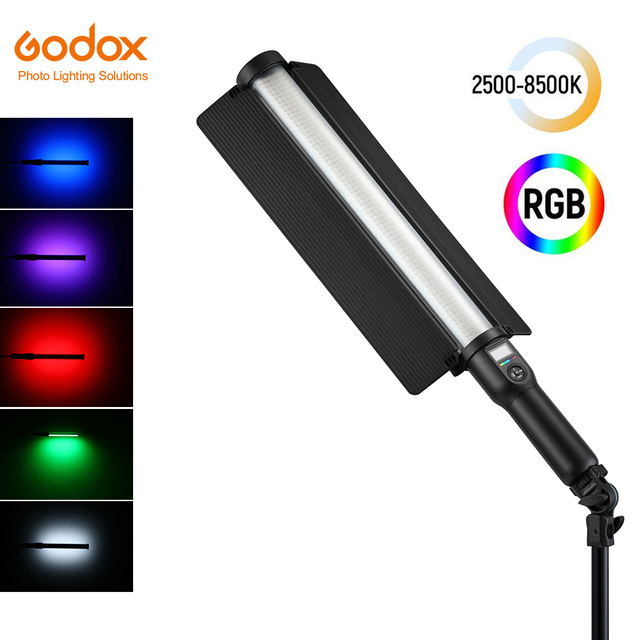 Godox LC500R 2500K-8500K Bi-Color Full Color RGB LED Light Stick Lighting Effects CRI 96 TLCI 98 with  Barndoor
