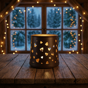 Lanterne en fer à motif d'arbre de Noël, porte-bougie résistant à la chaleur, décoration pour la maison - Product Image 3