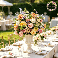 Bouquet de fleurs artificielles en soie fait main, rose et hortensia aux couleurs d'automne, grand bouquet luxueux pour la décoration de table de mariage