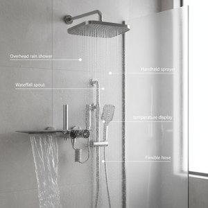 Polished Chrome and Gold Bathroom In-Wall Shower Mixer Tap With Slide Bar Rain <b>Spray</b> Pattern Brass Wall <b>Mount</b> Good Price HD-2026 - Product Image 5