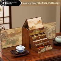 Coffret Cadeau de Thés Premium : Six Thés Chinois Renommés (Jin Jun Mei, Lapsang Souchong, Da Hong Pao, Xiao Tuo Cha, Jasmin) - Idéal pour les Fêtes et les Occasions Spéciales