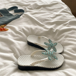 GON22 <span class=keywords><strong>Chanclas</strong></span> Antideslizantes de Moda de Verano con Punta Abierta para Mujer - Estampado de Estrellas de Mar y Puntos - Product Image 2