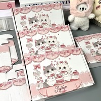 Boîte d'expédition personnalisable Lolita en dentelle, motif chat et chien de dessin animé, imprimé animalier, matériaux recyclés, écologique, pour cartes photo