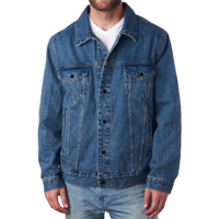 Veste en jean 100% coton avec logo personnalisé, poches plaquées sur la poitrine, veste en jean pour homme de style trucker, poids lourd
