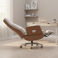 Chaise de bureau exécutive à dossier haut en similicuir PU gris, pivotante, inclinable, avec repose-pieds, pour bureau à domicile et chambre, directement de l'usine