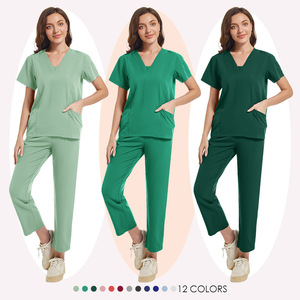 Women Scrub <b>Set</b> Pink V Neck Short Sleeve Work Uniforms For Nurses <b>Doctors</b> Hospital Uniforms Split <b>Set</b> Moisture Wicking - Product Image 3
