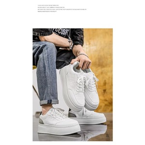 Chaussures de course pour hommes printemps, nouvelle collection, respirantes, en maille blanche, semelle intermédiaire EVA, à lacets, tendance, polyvalentes, à semelle épaisse - Product Image 6