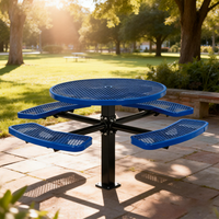Ensemble table et bancs de pique-nique modernes en métal épaissi, de type encastré, pour 4 personnes, résistant aux intempéries, idéal pour les cours et les hôtels