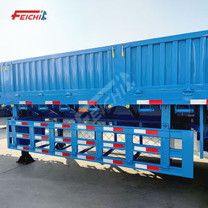 Semi-<span class=keywords><strong>remorque</strong></span> FEICHI à 3 essieux avec panneaux latéraux et barrières de protection, semi-<span class=keywords><strong>remorque</strong></span> en acier haute résistance, semi-remorques multi-essieux - Product Image 5