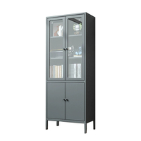 Meuble de rangement moderne en métal pour salon avec 5 tiroirs et compartiments pour livres et objets décoratifs, mobilier de maison
