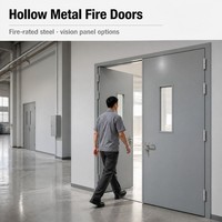 Porte coupe-feu en acier à double battant, résistance au feu 3 heures, avec panneau de vision, pour entrepôt, cage d'escalier, parking, usage commercial