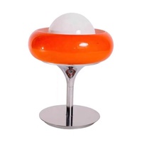 Lampe de table moderne en forme de champignon, électrique, écologique, simple, avec abat-jour en tissu et verre en forme d'œuf, base chromée, lumière d'ambiance LED à intensité variable pour chevet