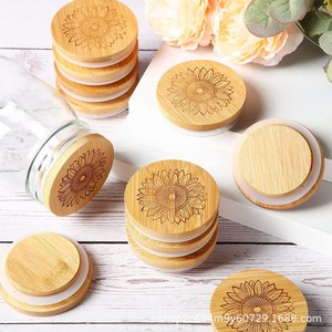 Couvercles en bambou pour bouteilles en verre, 4 couches, réutilisables, hermétiques, de qualité alimentaire, couvercles ronds en bois pour bocaux, boîtes à thé - Product Image 1