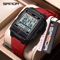Montre électronique pour homme SANDA 2212, étanche 50 m, bracelet sport tendance, lumière nocturne, compte à rebours, chronomètre, montre LED en silicone