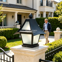 Lampe pilier rétro d'extérieur IP65 étanche en acier inoxydable avec verre dépoli, style pagode, pour villa, clôture, parc, allée, style chinois