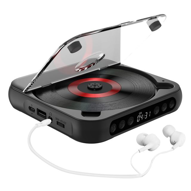Bluetooth CD Player Portable Music Player CD Mini Player A-B Repeat Timer Remote Control Playback Function for Home Use