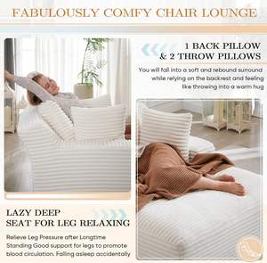 <span class=keywords><strong>Sofá</strong></span> <span class=keywords><strong>Cama</strong></span> <span class=keywords><strong>Chaise</strong></span> <span class=keywords><strong>Longue</strong></span> Extra Grande Antetek, Moderno, Tapizado en Corduroy de 50 Pulgadas, Asiento Profundo, Reposabrazos, 3 Cojines Decorativos, No Inflable - Product Image 6