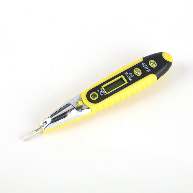 Digital AC/DC Voltage Tester Pen Digital Voltage Detector Tool LED Display Test Pen 12-220V Home Tool with Light(with Light)