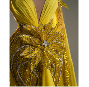 Robes de soirée de luxe pour femmes, silhouette sirène, longueur au sol, soutien-gorge intégré, broderie artisanale, détails perlés, respirantes - Product Image 2