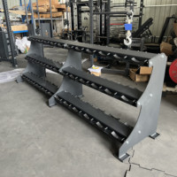 2025 komersial Gym peralatan Fitness 3-Tier Pro gaya rak halter latihan kekuatan penjualan terbaik kabel berat 15 pasang