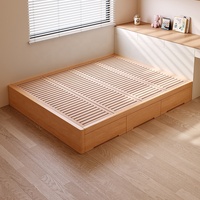 Cama de Pared Estilo Rústico Tatami, Plegable, con Base de Tela y Cajones para Almacenamiento en Dormitorios Pequeños