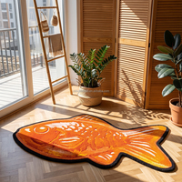 Tapis de sol en forme de poisson rouge mignon, grand tapis touffeté doux pour salon, tapis en forme d'animal adapté aux animaux domestiques, vente en gros