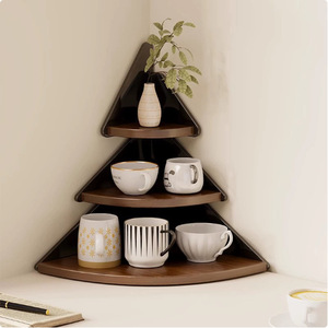 Corner <b>Shelf</b> 3 Tier Wood Desk Organizer For Cups Mugs Tea Set Storage Rack - Product Image 1