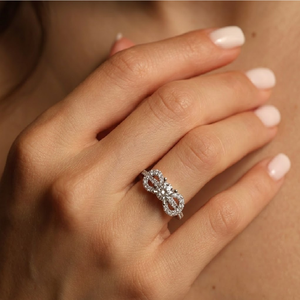 Chine Conception personnalisée de haute qualité 14k 585 or blanc véritable diamant taille brillant Solitaire semi-monture bague de fiançailles pour les femmes - Product Image 2