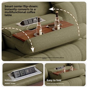 <span class=keywords><strong>Canapé</strong></span> inclinable <span class=keywords><strong>électrique</strong></span> en tissu avec table escamotable et ports USB, mobilier de salon, fonction zéro mur - Vente chaude usine - Product Image 2