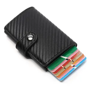 rfid blocking aluminum money cards holder wallet Multiple Wallet Carbon Fiber PU leather card holder for men rfid metal carteras