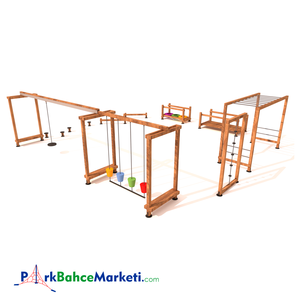 Zona de Juegos de Madera y Plástico Resistente de 8x8m para 32 Niños, Parque de Diversiones Colorido con 2 Años de Garantía - Product Image 2