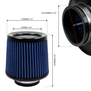 กรองอากาศเย็นแบบกรวย DKD2048BK CL-AI1004 Universal 6 ขนาด 152 มม. สำหรับเปลี่ยนแทนกรองอากาศแห้ง สีดำ - Product Image 2