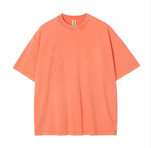 T-shirt personnalisé 220g pour homme, style européen et américain, coupe ample, épaules tombantes, en maille polyester/coton, col en V, manches courtes - Product Image 2