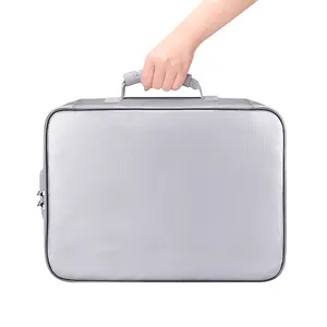Yüksek kapasiteli çok fonksiyonlu örgü çantası yanmaz WaterproofStorage belge güvenli taşınabilir seyahat ev düzenleyici çantası