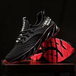 Chaussures de sport légères et respirantes pour hommes, avec lacets, logo personnalisé, en maille noire, amorties, grandes tailles, pour le basketball et la course à pied - Product Image 6