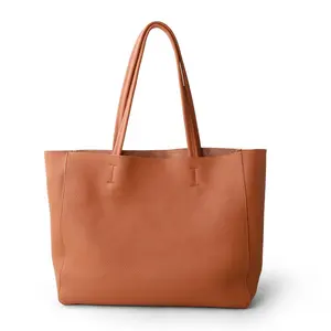 100% tam tahıl hakiki deri çanta Lady kadınlar için yumuşak inek derisi çanta rahat alışveriş Tote çanta ile özel Logo toptan