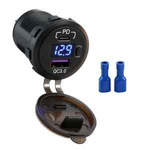 고속 충전 12V 24V PD QC3.0 USB 아울렛 퀵 차지 3.0 듀얼 USB 차량용 충전기 소켓 볼트미터 포함 보트 RV용 - Product Image 1