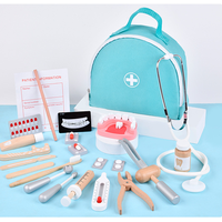 Sac en tissu de simulation en bois pour éducation précoce des enfants maison de jeu de rôle sac médical portant à la main modèle stéthoscope jouets