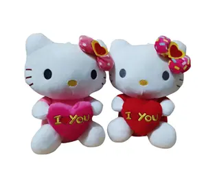 Nuevo estilo creativo Hello KT peluche paja baya gato muñeca lindo Hello KT Kitty juguete de peluche niña Regalo de Cumpleaños juguetes de animales de peluche