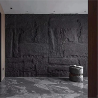 Panneau en pierre PU 1200x600x50mm gris foncé, revêtement mural en pierre artificielle, feuille de placage de roche artificielle pour mur intérieur et extérieur