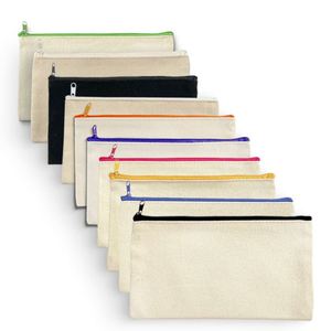 Sac de toilette, trousse de maquillage et pochette à crayons en toile de coton unie, personnalisable avec logo, vente en gros - Product Image 1
